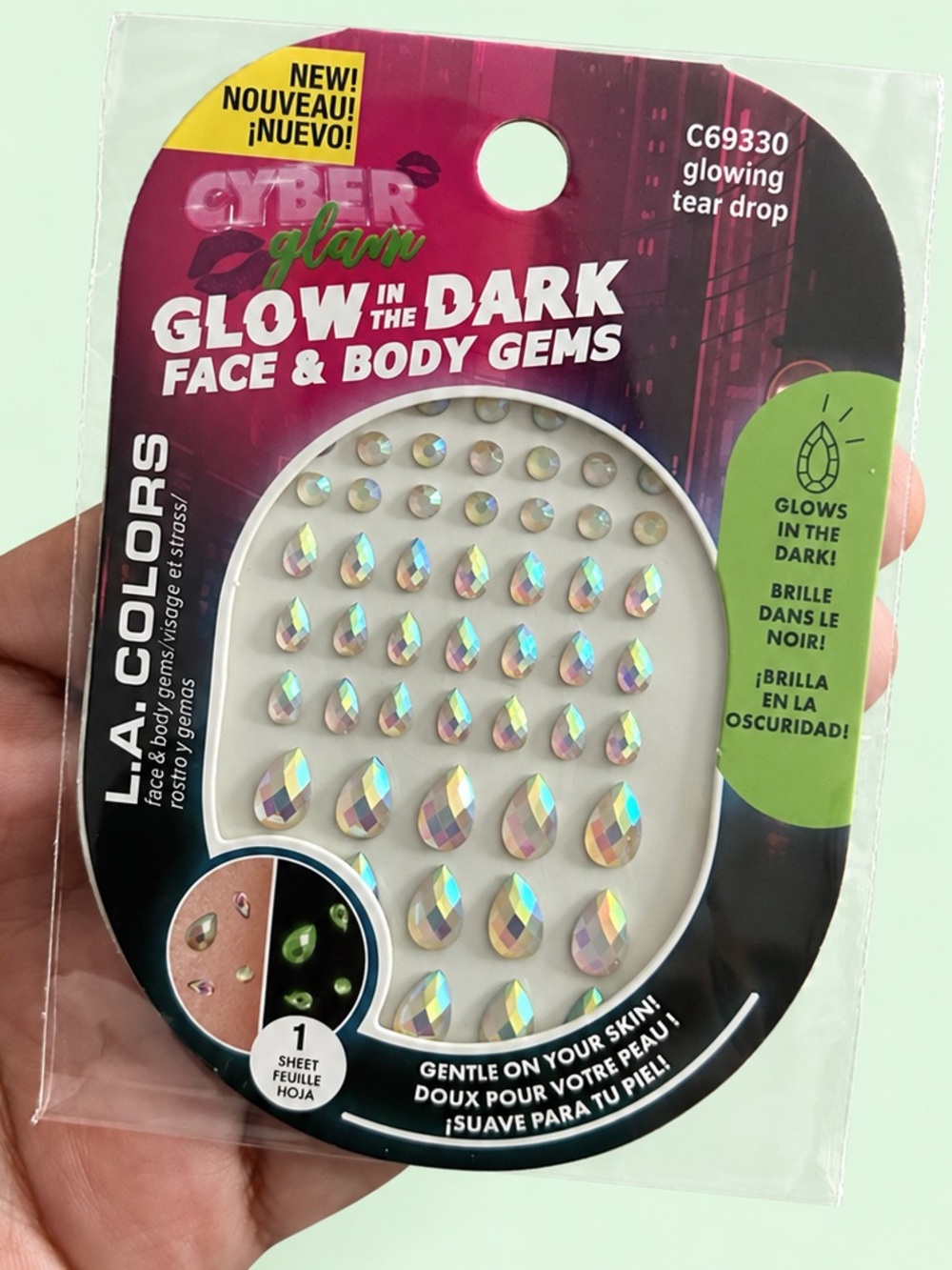 L.A. Colors Cyber Glow Glow in the Dark Face & Body Gems